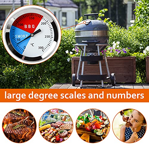 BBQ Thermometer Gauge - Barbecue BBQ Pit Smoker Grill Thermometer Temp Gauge -Stainless Steel Heat Indicator for Cooking Meat 2-Pack