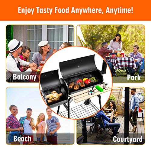 Giantex BBQ Grill Charcoal Barbecue Grill Outdoor Pit Patio Backyard Home Meat Cooker Smoker with Offset Smoker
