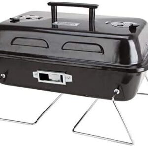 Duke Grills Omaha Go Anywhere Portable Charcoal Grill with Lid - Mini Table Top Grill for Camping, Boat, Tailgate, BBQ - Sturdy Steel Design - Foldable Legs - 6 Burgers, 4 Dogs