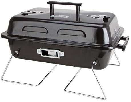 Duke Grills Omaha Go Anywhere Portable Charcoal Grill with Lid - Mini Table Top Grill for Camping, Boat, Tailgate, BBQ - Sturdy Steel Design - Foldable Legs - 6 Burgers, 4 Dogs