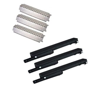 votenli c2490a(3-pack) s9401a(3-pack) 15" stainless steel heat plate and 13 3/4” cast-iron grill pipe burner replacement for charbroil 463240804, 463240904, 463241704, 463241804, 463247004, 463247504