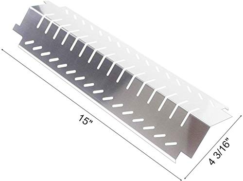 Votenli C2490A(3-Pack) S9401A(3-Pack) 15" Stainless Steel Heat Plate and 13 3/4” Cast-Iron Grill Pipe Burner Replacement for Charbroil 463240804, 463240904, 463241704, 463241804, 463247004, 463247504