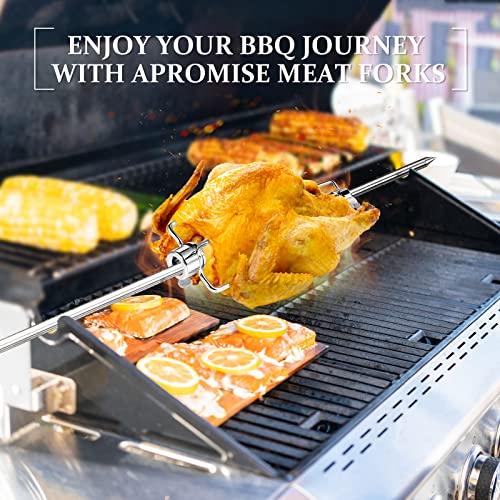 APROMISE Rotisserie Forks Heavy Duty - Thicker & Durable Grill Rotisserie Meat Forks (2 Pieces) | Fits 5/16-Inch Square Rotisserie Spit Rods