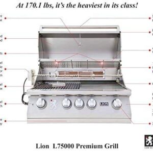 AMS Fireplace AMS Lion 32 Grill Package w Double Access Drawer and Horizontal Single Door and single side burner and Refrigerator | (Natural Gas), Stainless Steel