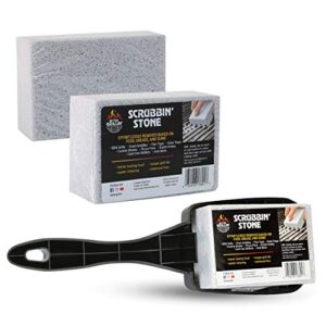 better grillin scrubbin stone grill cleaner handle-protect hands & nails when scouring grill with three scrubbin stone