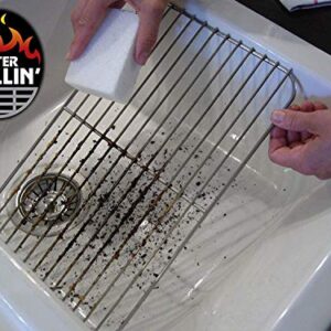 Better Grillin Scrubbin Stone Grill Cleaner Handle-Protect Hands & Nails When Scouring Grill with Three Scrubbin Stone