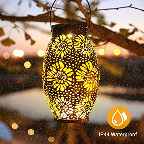 Solar Lanterns Outdoor Waterproof Large - OxyLED 2 Pack Hanging Lantern Solar Powered with Handle Decorative Retro Metal LED Solar Garden Lights for Table Patio Yard Fence Porch Christmas Decor