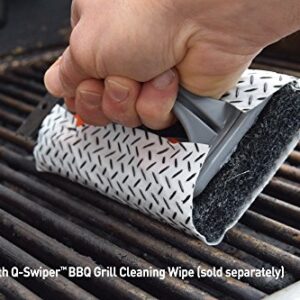 Q-Swiper BBQ Grill Brush with Stainless Steel Scraper. Bristle Free and Wire Free Cleaning. Safe Way to Remove Grease and Grime. Ideal use with The Q-Swiper Grill Cleaning Wipes (Sold Separately).