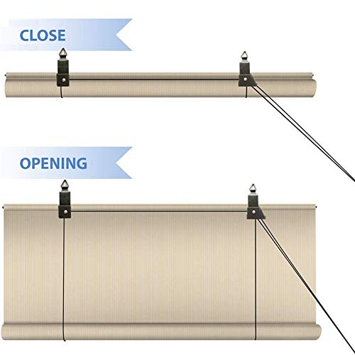 LJIANW Sun Shade Sail, Roller Shade Blinds Translucent Sun Shade Sunscreen Heat Insulation Privacy Protection for Gazebo Deck Balcony, 45Sizes (Color : Beige, Size : 75x225cm)