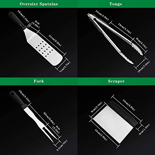 FIFIT KITCHEN Flat Top Griddle Accessory Tool Kit 6 Pieces, 2 Bottles,2 Spatulas, Chopper Scrapper And Tong Perfect Fit For Cooking Indoor Or Outdoor