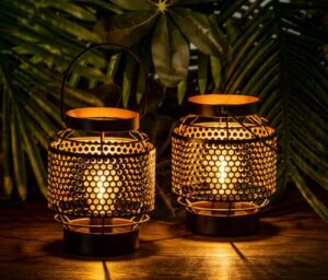 jaoselap 2 pack battery operated table lamp, cordless lamps with timer, battery powered night light vintage decor lantern led bulb decoration for home outdoor industrial desk