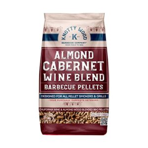knotty wood barbecue company almond cabernet cooking bbq grilling pellets 100% pure natural almond wood no fillers no oils no additives 20 lb bag