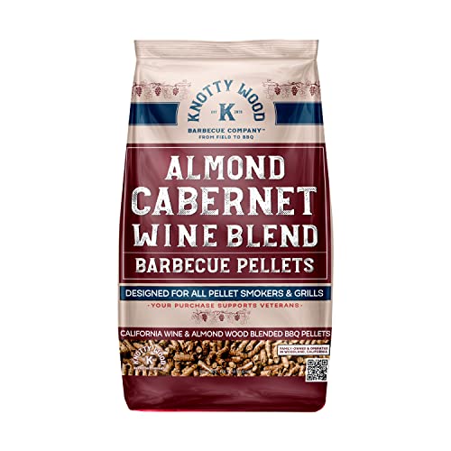 Knotty Wood Barbecue Company Almond Cabernet Cooking BBQ Grilling Pellets 100% Pure Natural Almond Wood No Fillers No Oils No Additives 20 lb Bag