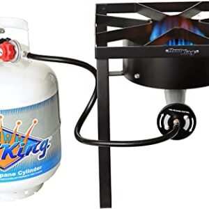 Flame King Heavy Duty 200K BTU, 0-20 PSI, Propane Gas Single Burner Bayou Cooker Outdoor Stove for Home Brewing, Turkey Fry, Maple Syrup Prep, Cajun Cooking