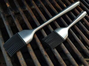 great american griller modern grill and kitchen basting brush set | bbq basting brush for grill | extra long, heavy duty stainless steel - heat resistant brush | sauce brush for grilling | set of 2
