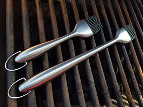 Great American Griller Modern Grill and Kitchen Basting Brush Set | BBQ Basting Brush for Grill | Extra Long, Heavy Duty Stainless Steel - Heat Resistant Brush | Sauce Brush for Grilling | Set of 2