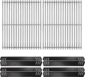 hongso grill replacement parts for nexgrill 720-0830h, 17" sus304 stainless steel cooking grill grates and 14 9/16" porcelain steel heat plates
