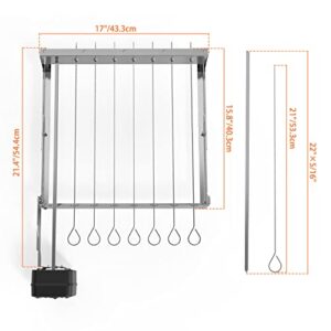 only fire Stainless Steel Electric Skewer Turner, Rotated Grilling Rack Shish Kabob Set with 7 Skewers and Dual-Purpose Rotisserie Motor