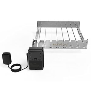 only fire Stainless Steel Electric Skewer Turner, Rotated Grilling Rack Shish Kabob Set with 7 Skewers and Dual-Purpose Rotisserie Motor