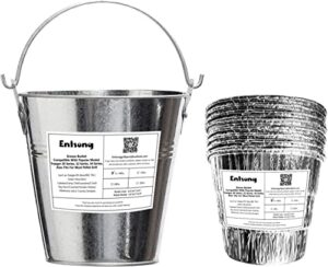 entsong grill grease drip bucket with 10 pack grease bucket liners, compatible with traeger smoker grills/oklahoma joe's/green mountain grill/z grill