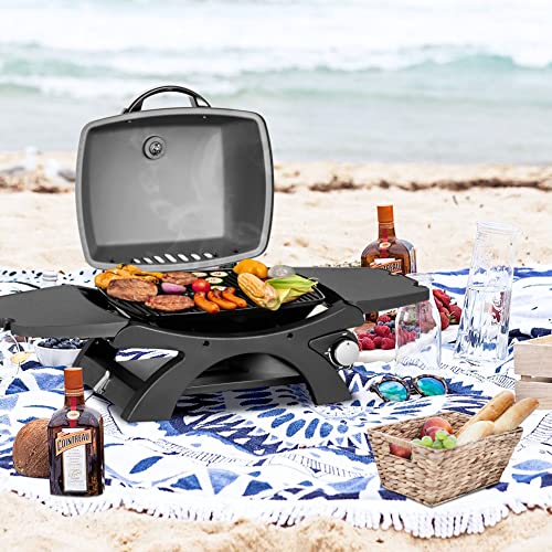 MASTER COOK Tabletop Gas Grill, 11500 BTU Portable Propane Grill Outdoor with Removable Side Shelves for BBQ Camping Patio Backyard