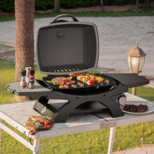 MASTER COOK Tabletop Gas Grill, 11500 BTU Portable Propane Grill Outdoor with Removable Side Shelves for BBQ Camping Patio Backyard