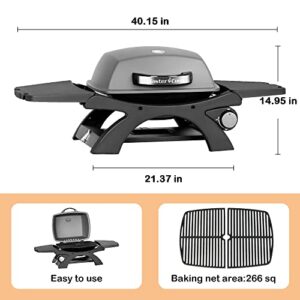 MASTER COOK Tabletop Gas Grill, 11500 BTU Portable Propane Grill Outdoor with Removable Side Shelves for BBQ Camping Patio Backyard