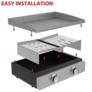 GLOWYE New Griddle Table Top Plate for Blackstone 22 inch Tabletop Griddle, Heavy Duty Stainless Steel Griddle Plate for Blackstone Portable Grill Griddle Replacement Parts with Carry Bag