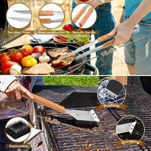 Joyfair 16Pcs BBQ Grill Accessories Set, Outdoor Barbecue Grilling Tool Kit for Camping Backyard, Including Spatula Turner Fork Knife Cleaning Brush Portable Bag, Heavy Duty & Long Handle