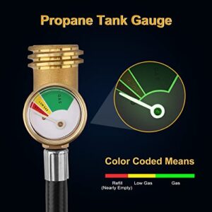 WADEO 12 FT Propane Extension Hose with Gauge, Leak Detector Replacement for Propane Tank, RV, Gas Grill, Heater, Fire Pit and Most Propane Appliances, Acme to Male QCC/POL Fittings