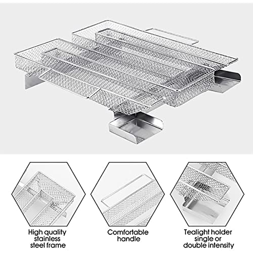 Cold Smoke Generator, Pellet Smoker Tray Box for BBQ Grill 8.9 x 6.9 Inch, Ideal for Smoking Cheese, Fish, Pork, Salmon, Stainless Steel Grill Cooking Tools Accessories (Rectangle)