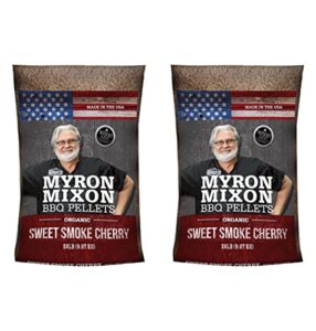 myron mixon wood pellets for smoker and grill | cherry | professional quality pellets for smoker grill, no artificial flavors or additives | usa made | 20 lb bag x 2