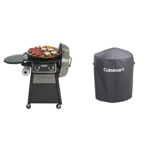 Cuisinart CGG-888 Grill Stainless Steel Lid 22-Inch Round Outdoor Flat Top Gas, 360° Griddle Cooking Center & CGWM-003 360° Griddle Cooking Center Cover