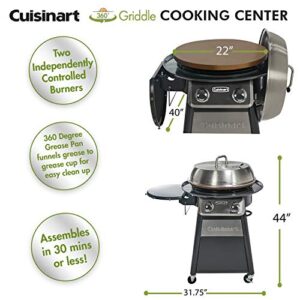 Cuisinart CGG-888 Grill Stainless Steel Lid 22-Inch Round Outdoor Flat Top Gas, 360° Griddle Cooking Center & CGWM-003 360° Griddle Cooking Center Cover