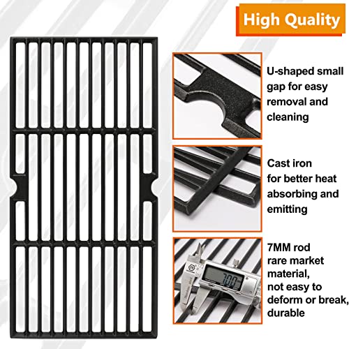 GRISUN Grill Grates for Oklahoma Joe's Longhorn Combo Grill, Heavy Duty Cast Iron Grill Grids for Oklahoma Joe's 12201767,14201767,18202083,15202029,16202046, for Grill and Smoker Sides, 4 Pcs