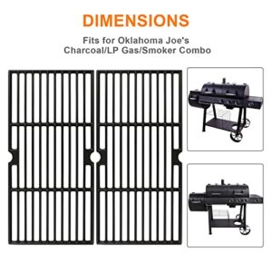 GRISUN Grill Grates for Oklahoma Joe's Longhorn Combo Grill, Heavy Duty Cast Iron Grill Grids for Oklahoma Joe's 12201767,14201767,18202083,15202029,16202046, for Grill and Smoker Sides, 4 Pcs