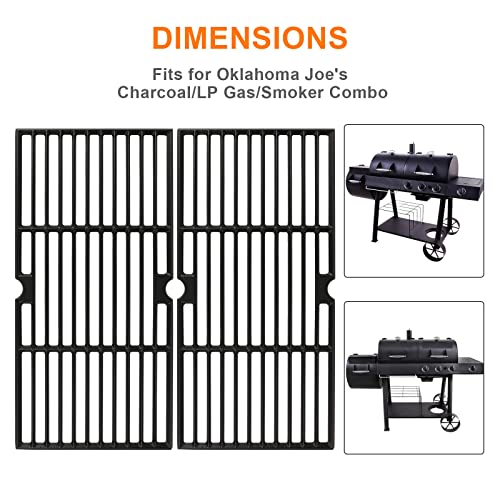 GRISUN Grill Grates for Oklahoma Joe's Longhorn Combo Grill, Heavy Duty Cast Iron Grill Grids for Oklahoma Joe's 12201767,14201767,18202083,15202029,16202046, for Grill and Smoker Sides, 4 Pcs