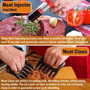 POLIGO 26PC Exclusive BBQ Grill Accessories in Aluminum Case for Birthday Christmas Grilling Gifts - Premium Grill Utensils Set with Barbecue Claws, Meat Injector, Thermometer for Smoker, Camping