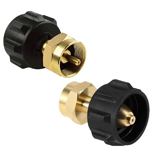 Seihao 2 Pcs Propane Refill Adapter LP Gas Cylinder Tank Coupler Universal for QCC1 / Type1 Propane Tank and 1 lb Throwaway Disposable Cylinder Solid Brass Propane Bottle Connector