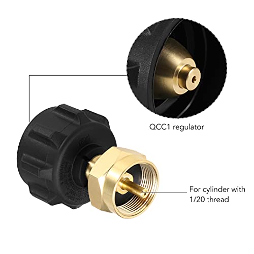 Seihao 2 Pcs Propane Refill Adapter LP Gas Cylinder Tank Coupler Universal for QCC1 / Type1 Propane Tank and 1 lb Throwaway Disposable Cylinder Solid Brass Propane Bottle Connector