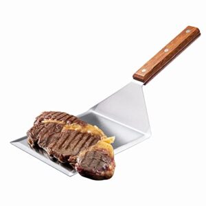 Homi Styles Extra Wide Spatula with Beveled Edges, Oversized Stainless Steel Spatula with Wood Handle for Skillets, Griddles & Grills, Pancake Flipper Spatula for Fish, Burgers & Omelet, 6 x 5-inches