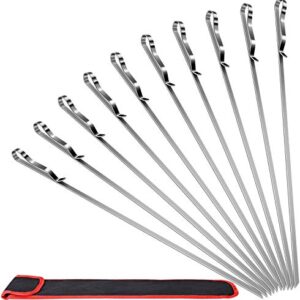 10PCS BBQ Barbecue Skewers, 17inch Skewers Stainless Steel Wide Flat Metal Reusable Dishwasher Safe Grill Tools Needles Sticks Kit for Dad Father's Gift