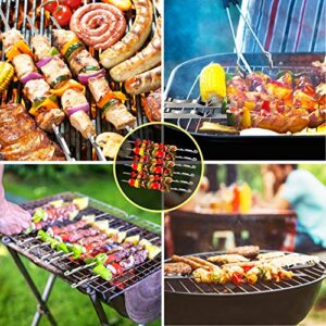 10PCS BBQ Barbecue Skewers, 17inch Skewers Stainless Steel Wide Flat Metal Reusable Dishwasher Safe Grill Tools Needles Sticks Kit for Dad Father's Gift