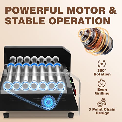 WantJoin Hot Dog Grill Machine, Commercial Electric Hot Dog roller Sausage Machine Hot-dog grill (7 Rollers without Cover,Black)