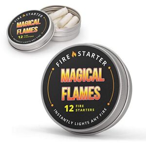 magical flames fire starters (1 pack) smokeless, lightweight, all-natural, fireplace, campfire, fire pit, grill, bbq smoker, wood & pellet stove, indoor & outdoor, all-weather, super fast lighting