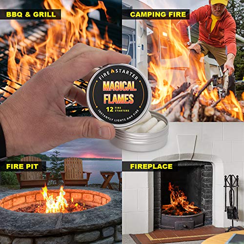 Magical Flames Fire Starters (1 Pack) Smokeless, Lightweight, All-Natural, Fireplace, Campfire, Fire Pit, Grill, BBQ Smoker, Wood & Pellet Stove, Indoor & Outdoor, All-Weather, Super Fast Lighting