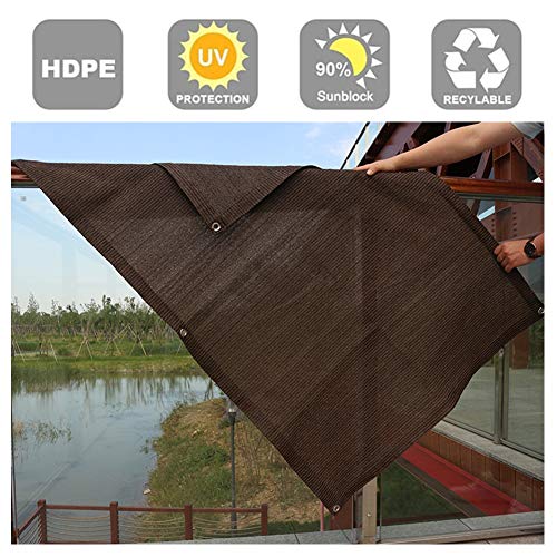 WUZMING Balcony Privacy Screen Anti-UV Outdoor Windshield Shade Net with Eyelets and Rope, 50 Sizes (Color : Brown, Size : 100x600cm)