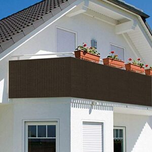 WUZMING Balcony Privacy Screen Anti-UV Outdoor Windshield Shade Net with Eyelets and Rope, 50 Sizes (Color : Brown, Size : 100x600cm)