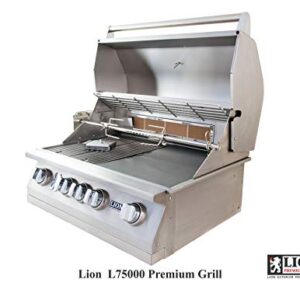 Lion Premium Grills 32-Inch Natural Gas Grill L75000 and Double Side Burner with Lion Door and Drawer Combination Unit with 5 in 1 BBQ Tool Set Best of Backyard Gourmet Package Deal