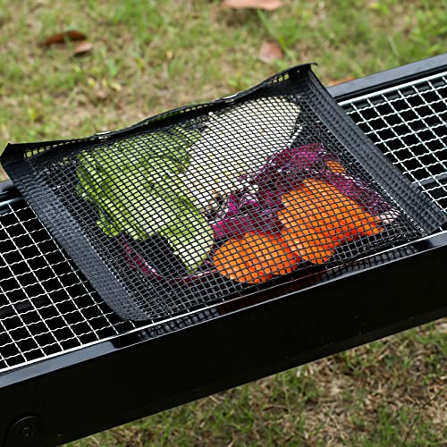 ignishar BBQ Mesh Grill Bags,1 Large Bag+1 Small Bag +1 Basting Brush, Reusable and Non-Stick Grill Tools for Outdoor&Indoor Grilling,Easy to Clean,Dishwasher-Safe